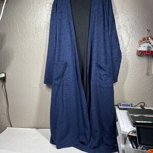 LuLaRoe Sarah Duster Long Cardigan Sweater Womens Navy‎ Blue Pockets size medium